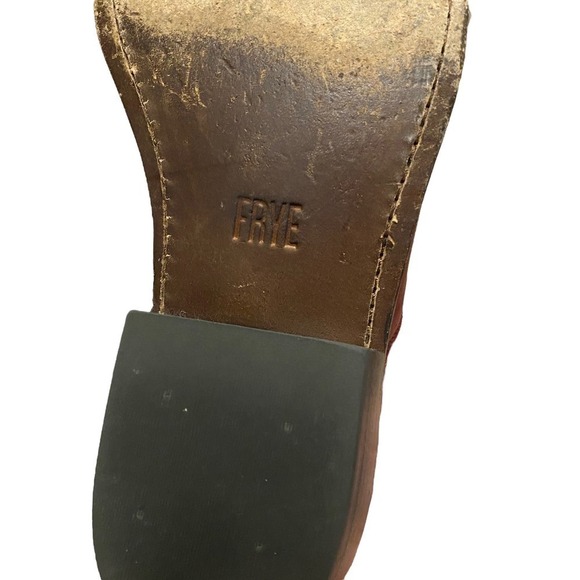 Frye women Billy Shootie Western Ankle Boots Almond Toe Leather Maroon Size 9.5 - Picture 8 of 10